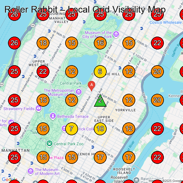 Roller Rabbit GeoGrid visibility map for Clothing Store in New York